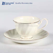 Pure White Logo personnalisé Fine Ceramic Bone China Coffee Cup et Saucer